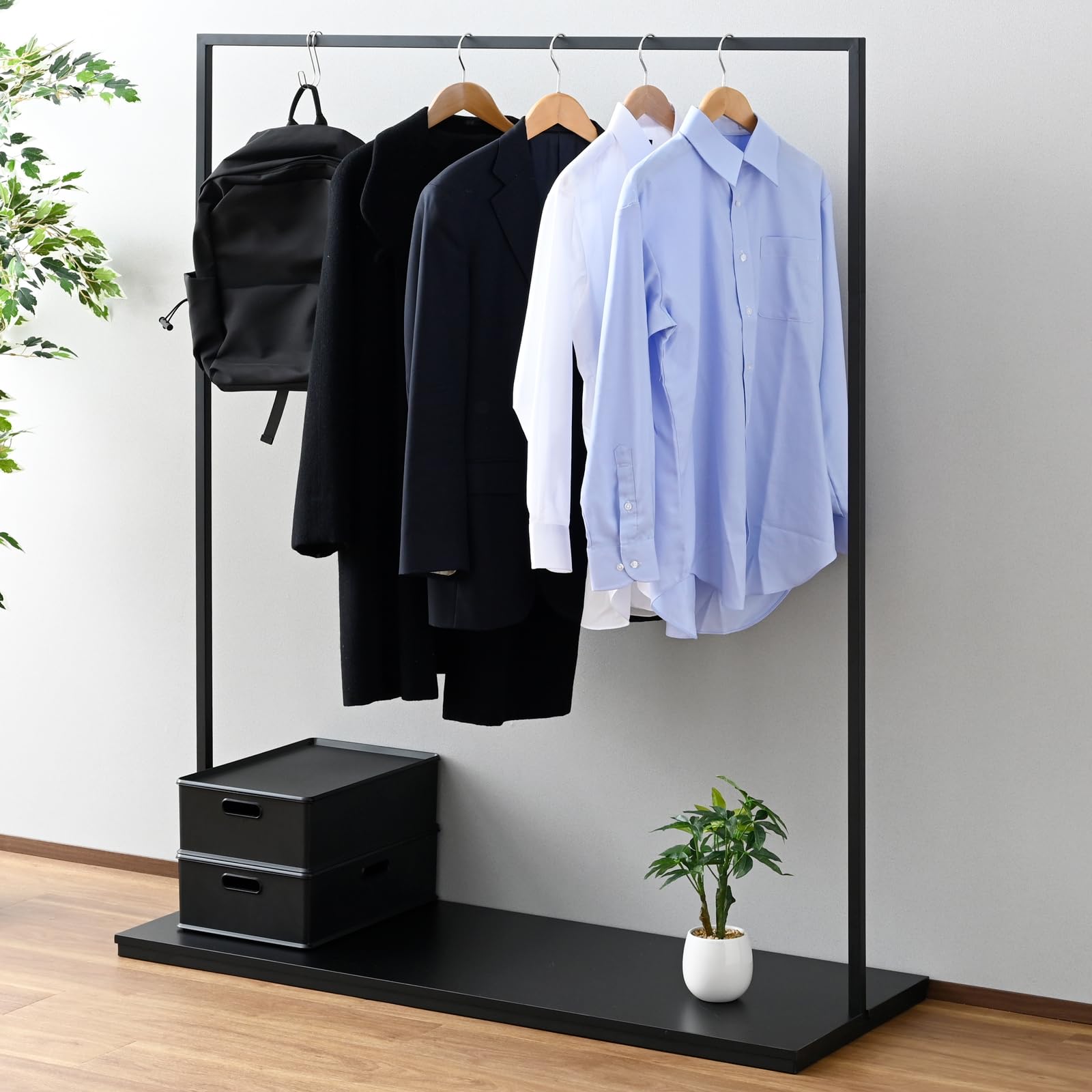 Amazon｜山善(YAMAZEN) ハンガーラック シングル 棚付き ディスプレイ