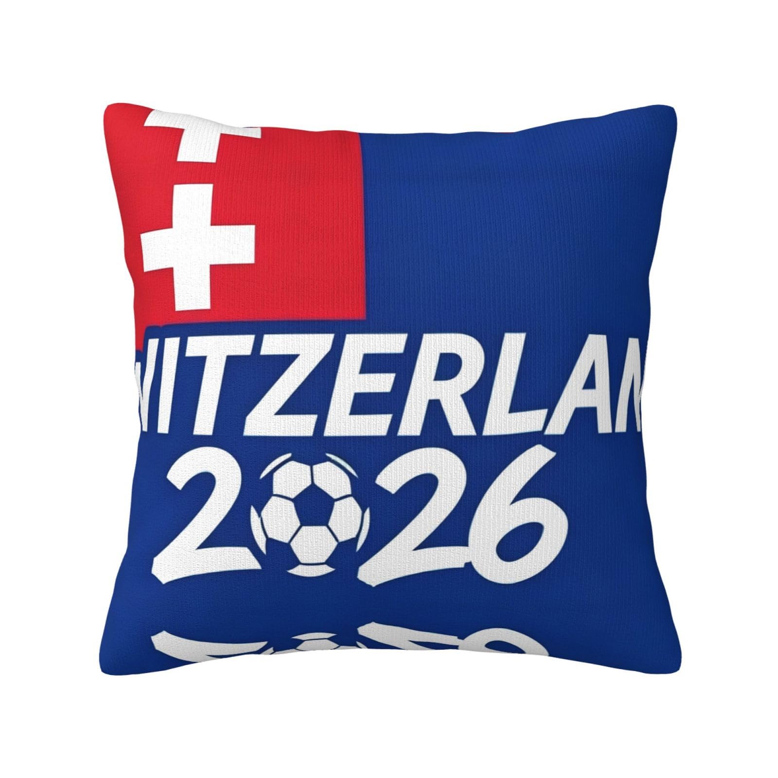 Switzerland-Flag Print Decorative Throw Pillow Covers for Sofa, Outdoor and World Cup Celebrations