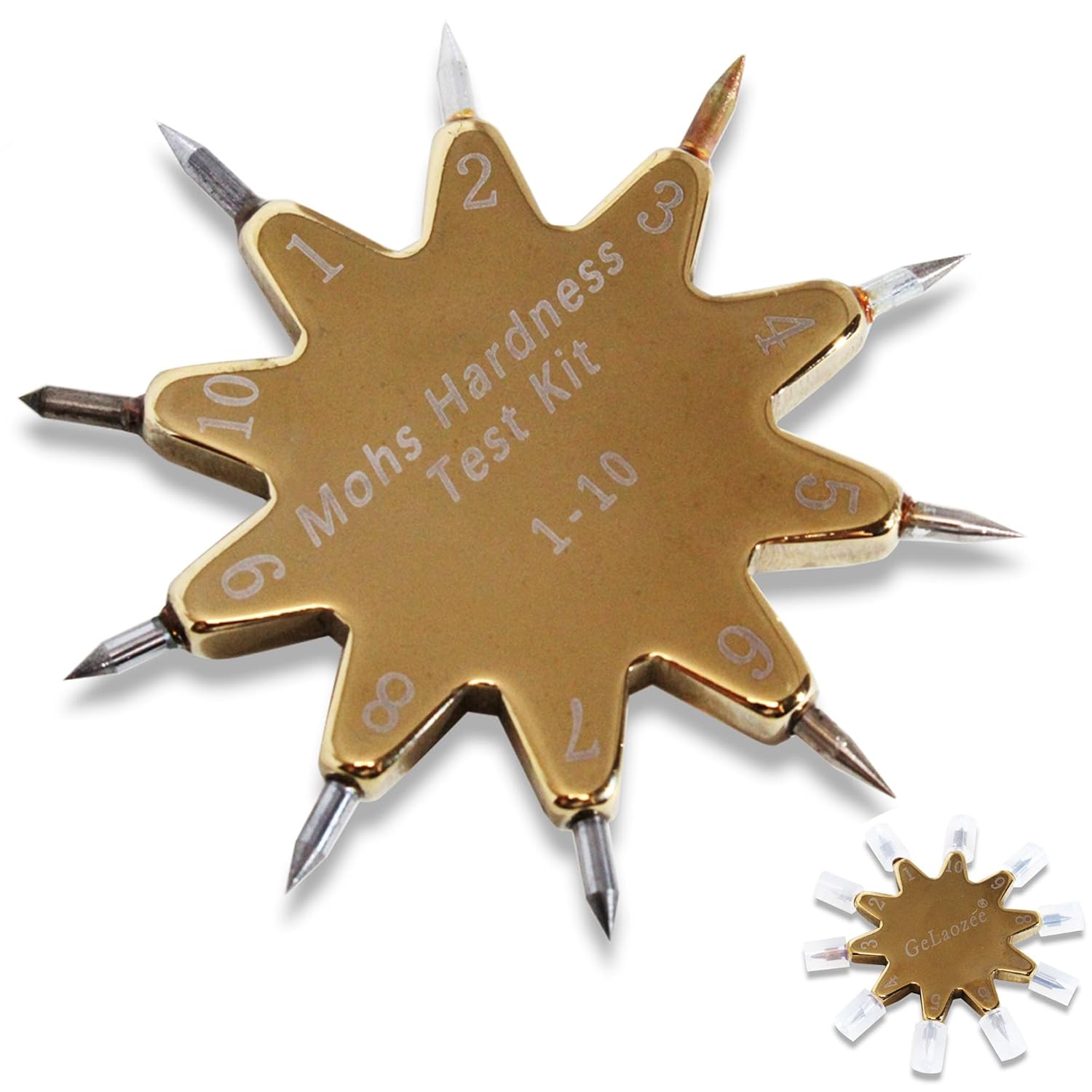 Mohs Hardness Test Kit with 1-10 Ten-Pointed Star Design - Mineral & Rock Hardness Tester for Geologists, Collectors & Hobbyists