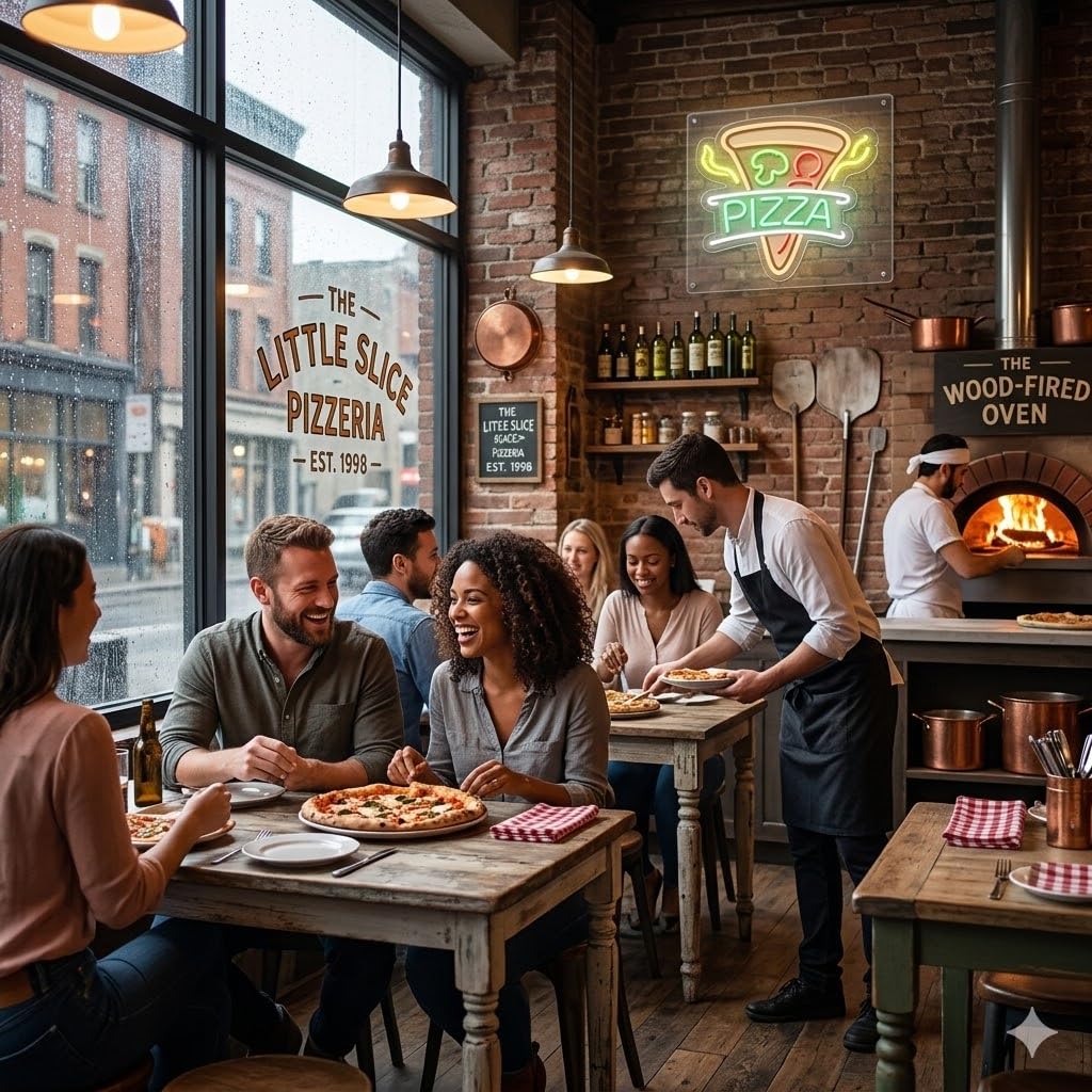 Letrero LED Pizza, Metacrilato, 40 x 38cm | Bajo Coste, Cartel Luminoso, Escaparate, Decoración de Pared, Luz Brillante, Alimentación 12v