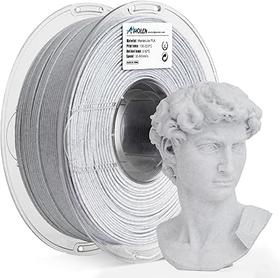 21 – AMOLEN PLA 3D Printer Filament, Pla Filament Marble PLA Filament 1.75mm Marble White Stone 3D Printing Filament for Home Decor, 1KG/2.2lb