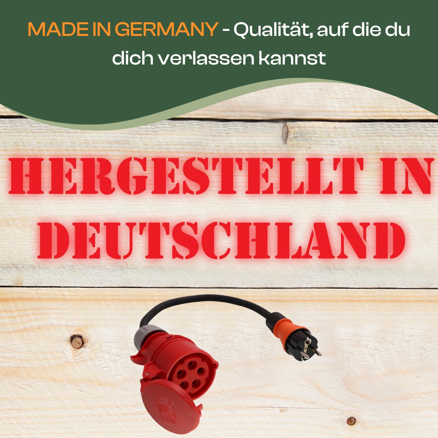 Adapter Schuko Stecker 230V auf CEE 16A 5-polig Kupplung 0,5m Starkstrom Stromadapter Schutzkontakt Ladekabel Elektroauto Adapter Verlängerungskabel IP44
