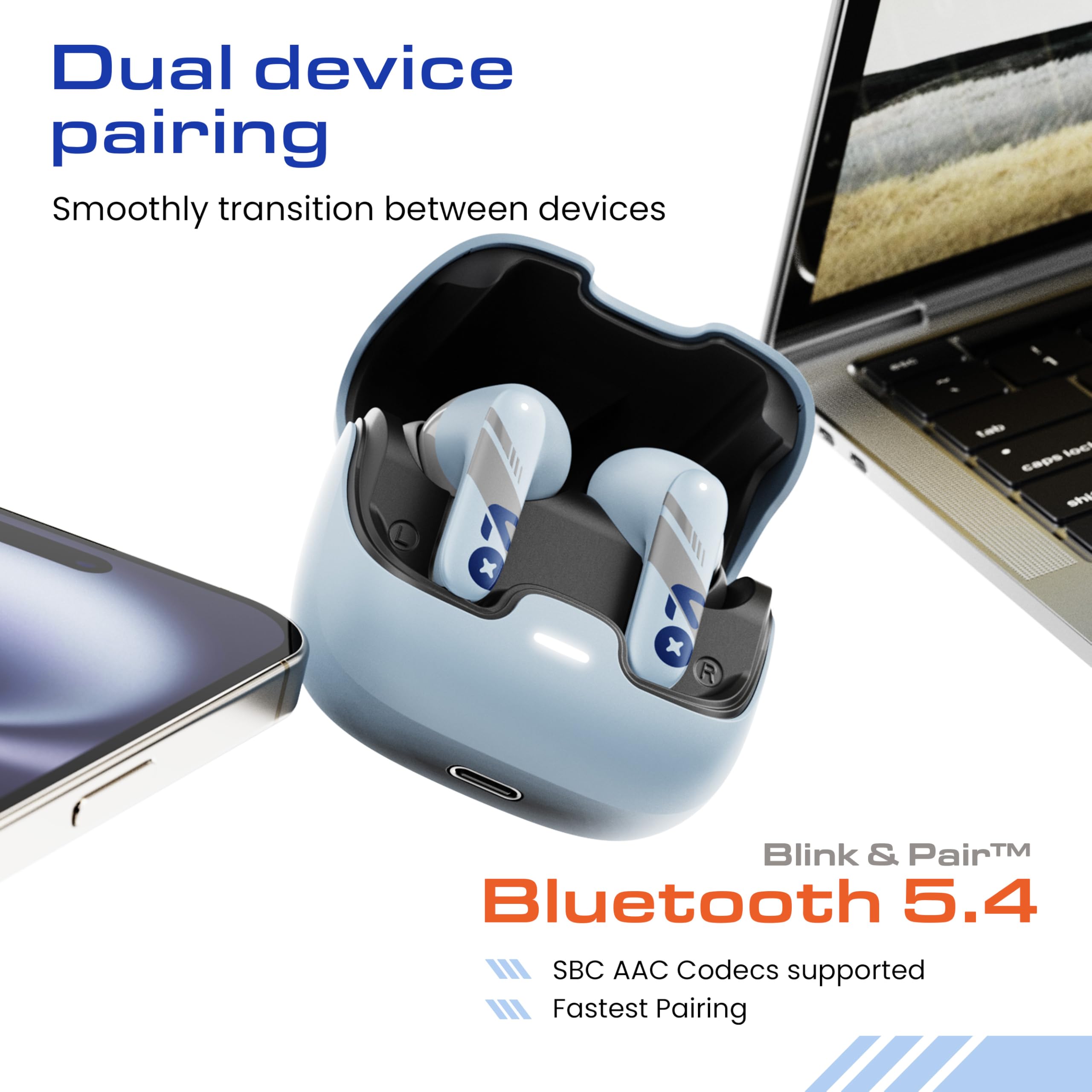 GOBOULT Z40 Pro v2.0 in Ear Earbuds with ANC, 100H Playtime, Amp App Support, Active Noise Cancellation, Quad Mic ENC, Dual Device Pairing, 13mm Driver, Bluetooth 5.4 Wireless (Cloud Blue) — Amazon image 7