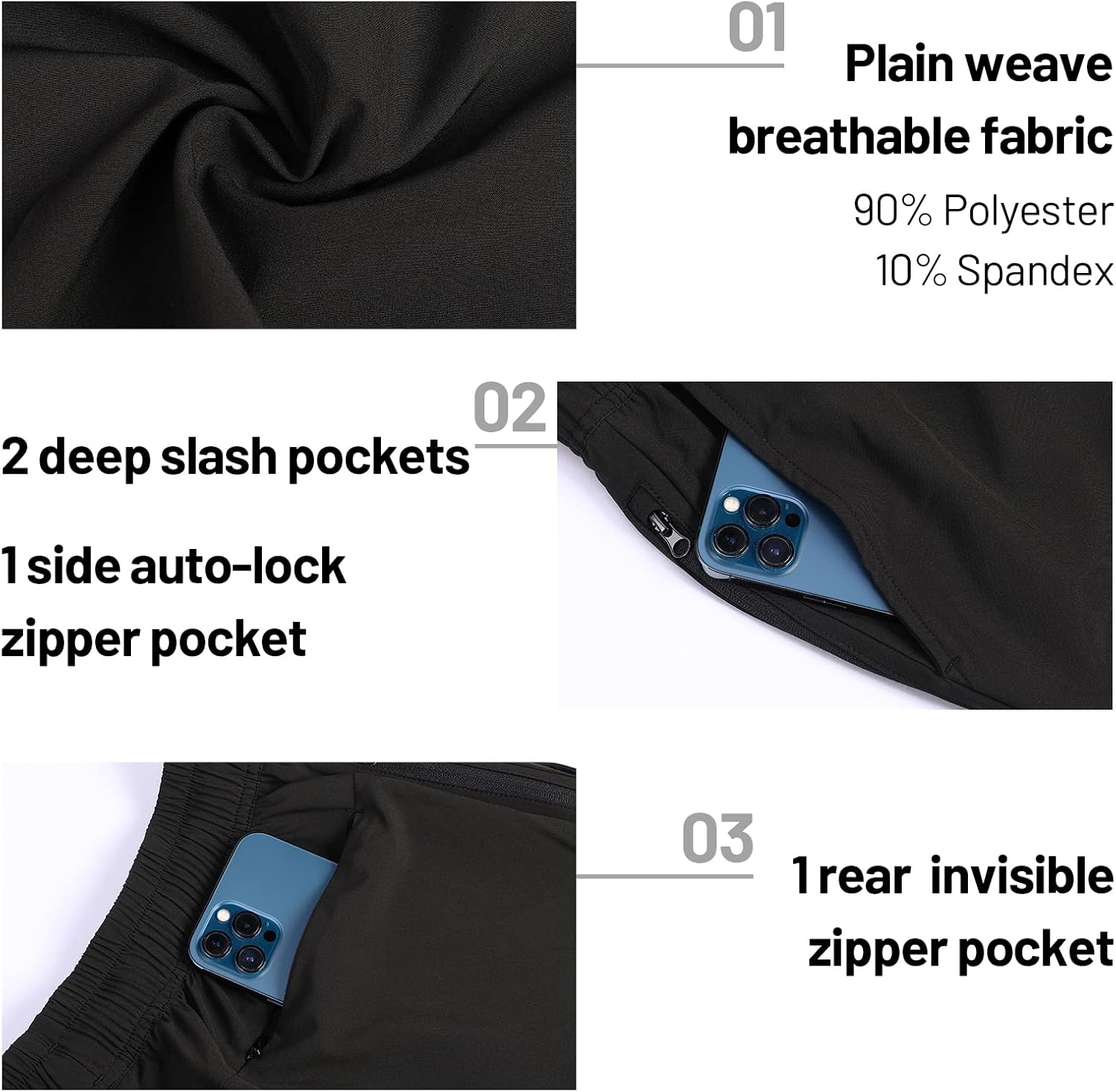 MIER Men's Workout Running Shorts 7 Inch Lightweight Athletic with Zipper Pockets No Liner Quick-Dry Gym Active Shorts - Image 5