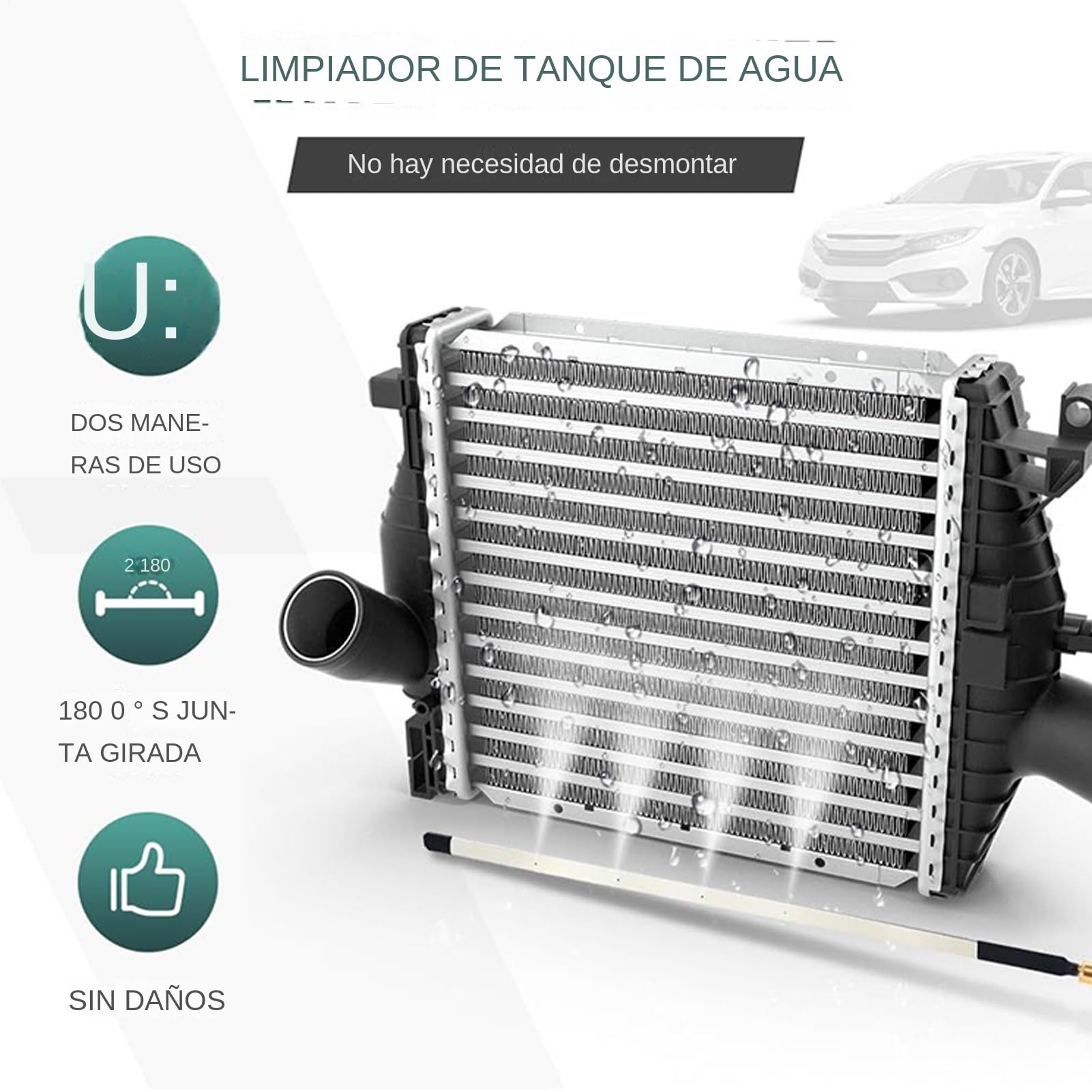Varilla Limpiadora para Radiadores | Varilla Limpiadora De Radiadores - Soplador Preciso Antifugas con Rotación 180° para Coche Autocaravana HVAC AC Refrigerador