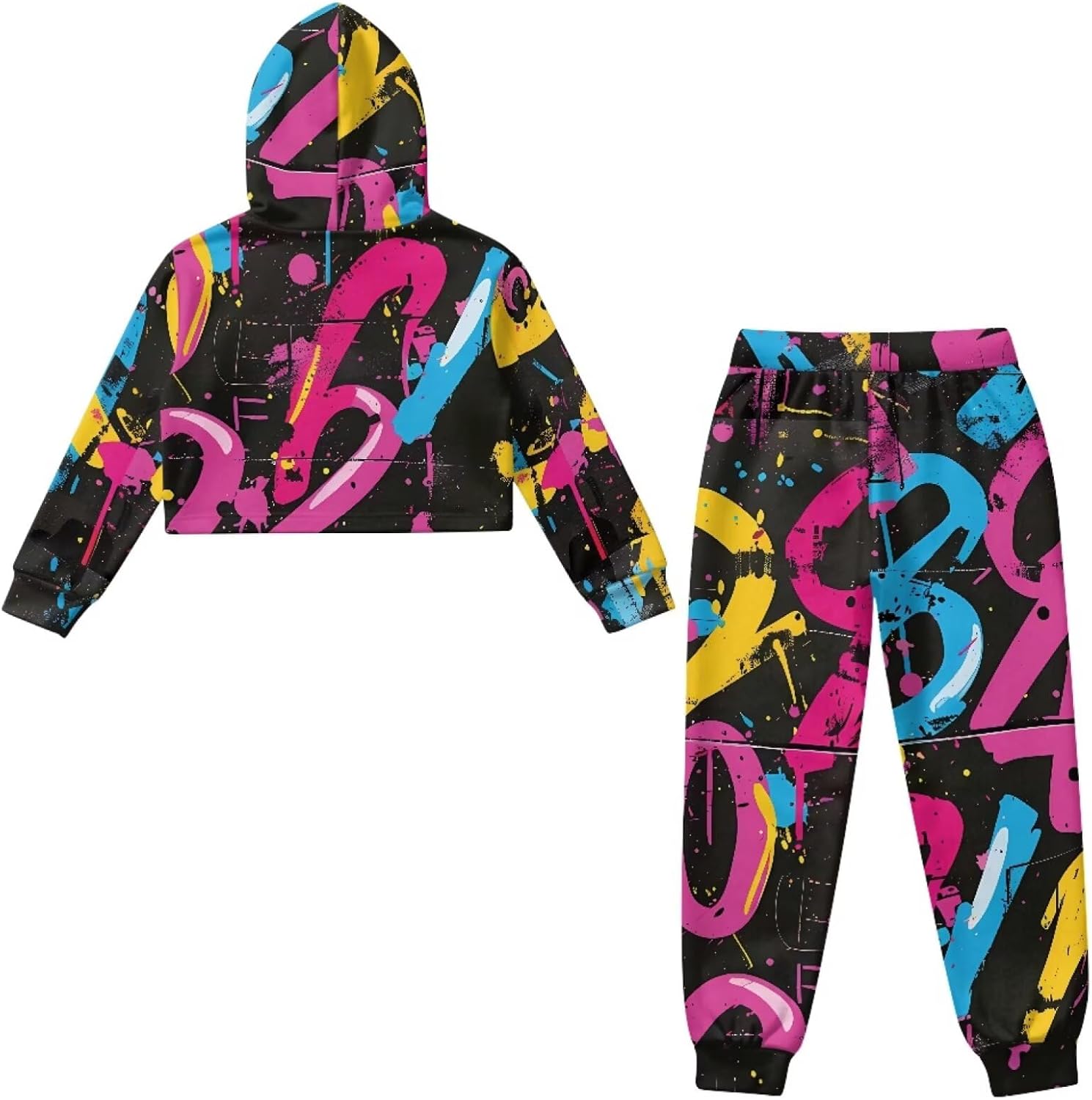 Long Sleeve Crop Pullover Sweatshirt Sweatpants Fashion Tracksuit Jogger Set Girls' Athletic Hoodies Kid Sweatsuit