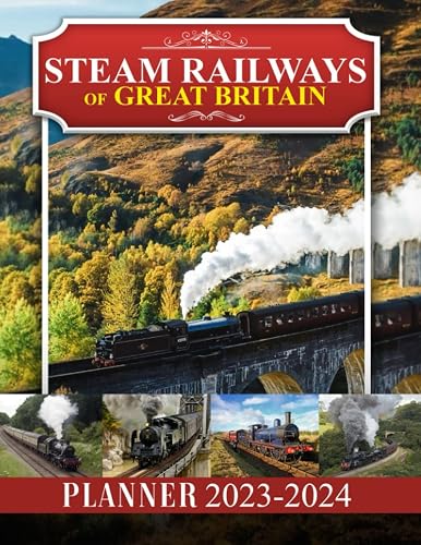 Britain Steam Railways 2023 - 2024 Monthly Planner: Cool Trains Monthly Daily Planner 2023-2024, Weekly And Monthly Planner, 2023 Planner Christmas Gifts For Men Dad Kid Boy Student Teacher