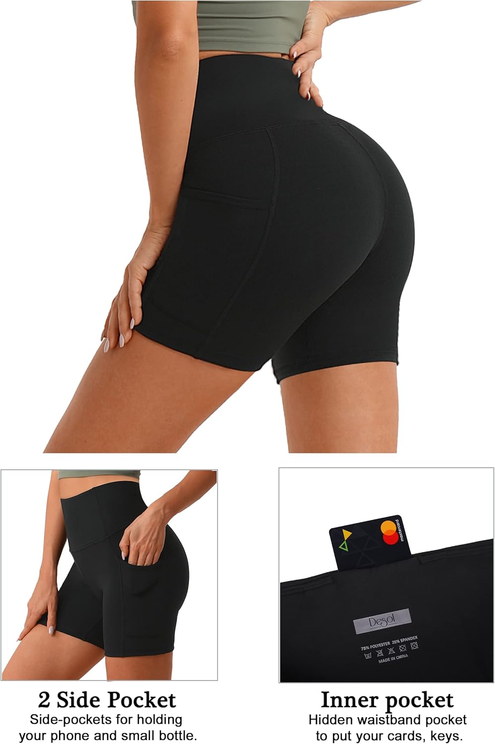 Desol High Waist Biker Shorts with Pockets, 5"/6"/8" Women Yoga Gym Shorts, Tummy Control Tight Shorts for Workout Running - Image 5