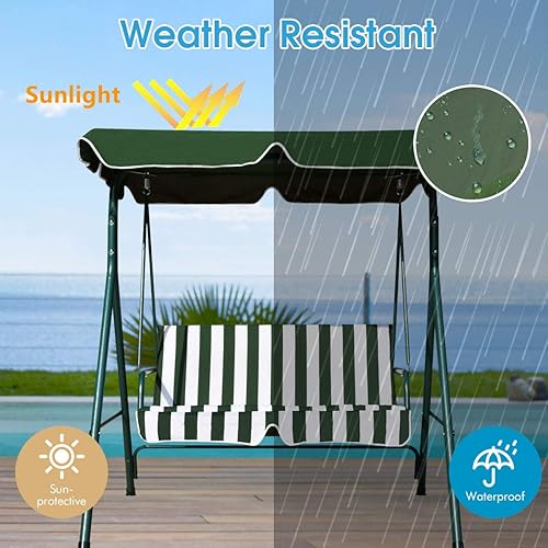 Miniatura 6 de Tangkula Columpio de porche para 2 personas, columpio al aire libre con cojines extraíbles, estructura de acero sólido, columpio de patio con toldo