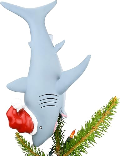 Miniatura 3 de Tree Buddees Gran adorno para árbol de Navidad de tiburón blanco, grande, 10 pulgadas