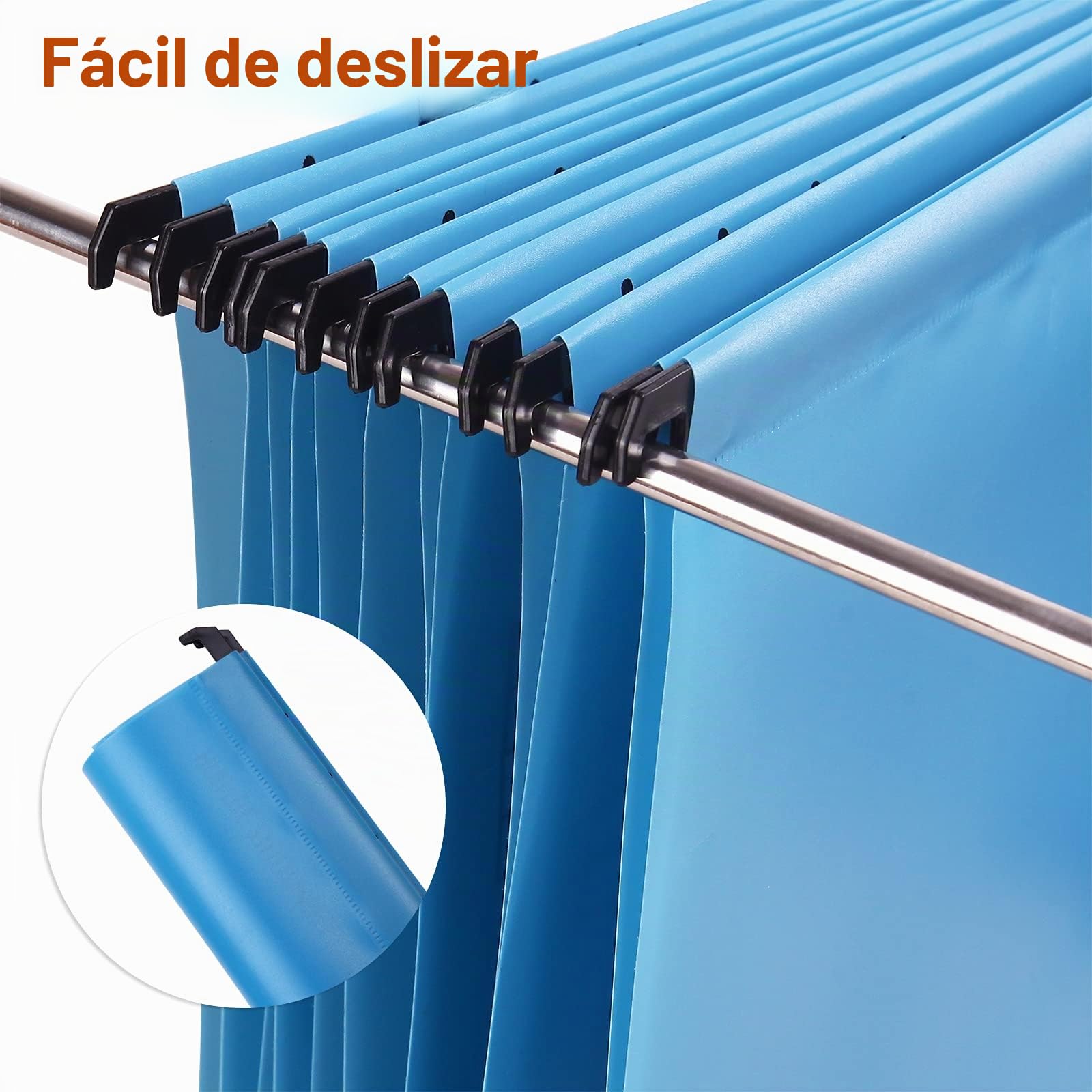 12 unidades Foolscap Grande Archivadores de suspensión con pestañas e insertos para tarjetas, Azul, Archivo Carpetas Colgantes Polipropileno, Medidas 41 x 25 x 37 cm