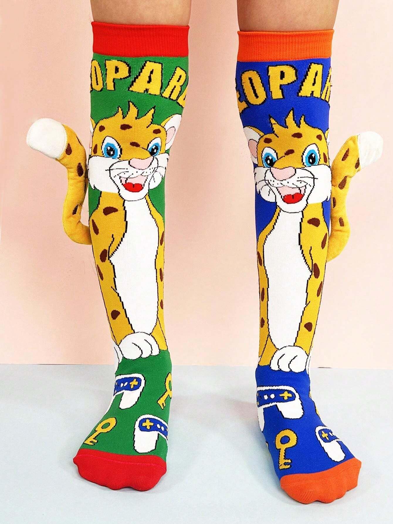 SAMVARDHAN Lion Knee-High Socks with 3D Tail – Colorful Jungle Safari Theme,Animal,Soft, Colorful Long Socks Comfortable and Stretchy - Age of 3 to 12 Years - Image 4 thumbnail