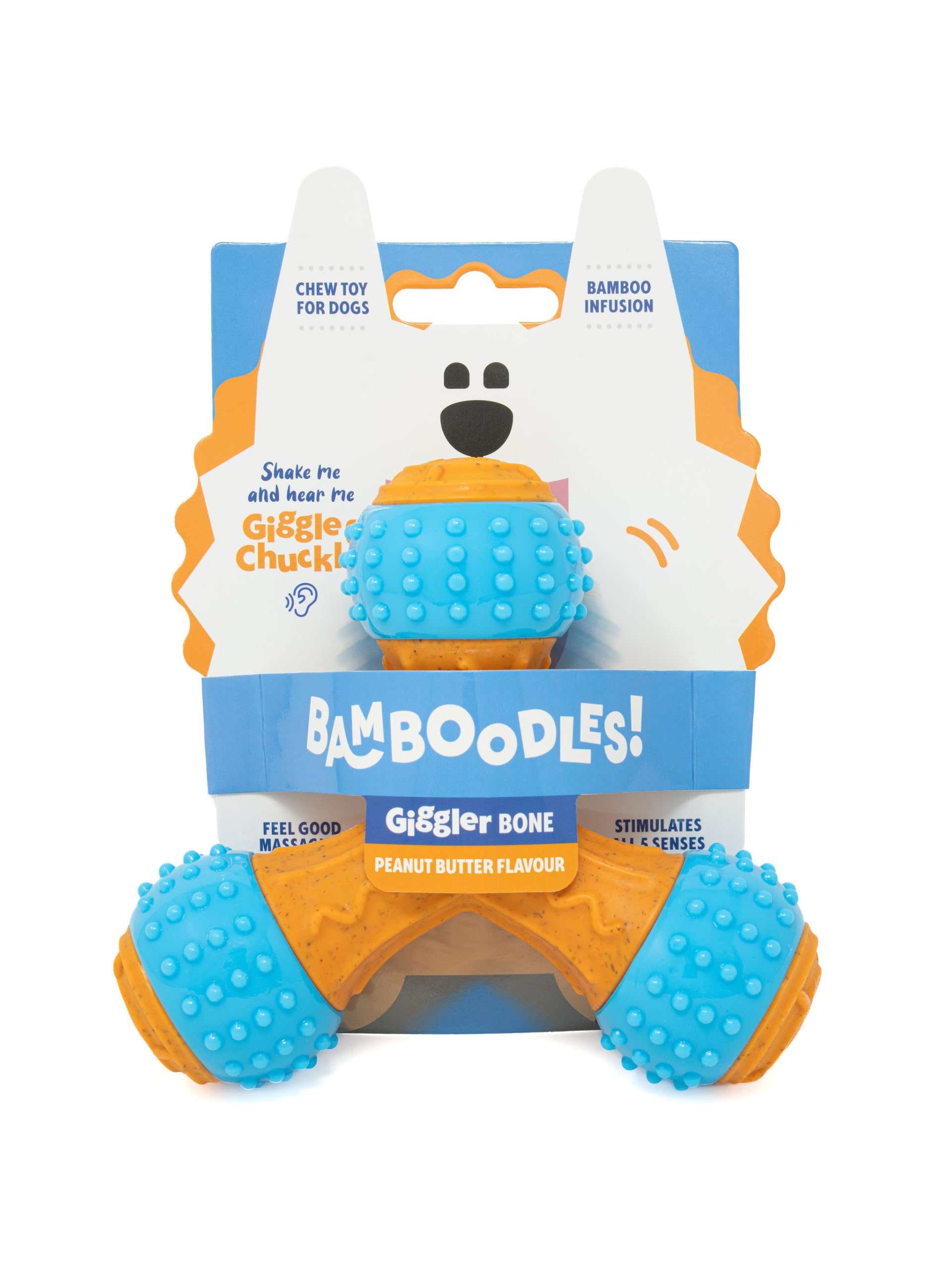 Bamboodles Giggler Bone Bamboodles Giggler Bone Dog Chew Toy | Peanut Butter Flavour | Giggle Soundseanut Butter Chew Toy for Dogs