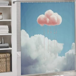 Cloud Like Sewing Needle Shower Curtain Winter Waterproof Bath Curtain Washable Cloth Shower Curtain Set Modern Minimalist Home Bathroom Curtain Decor with 12 Hooks 72 X 72 Inches