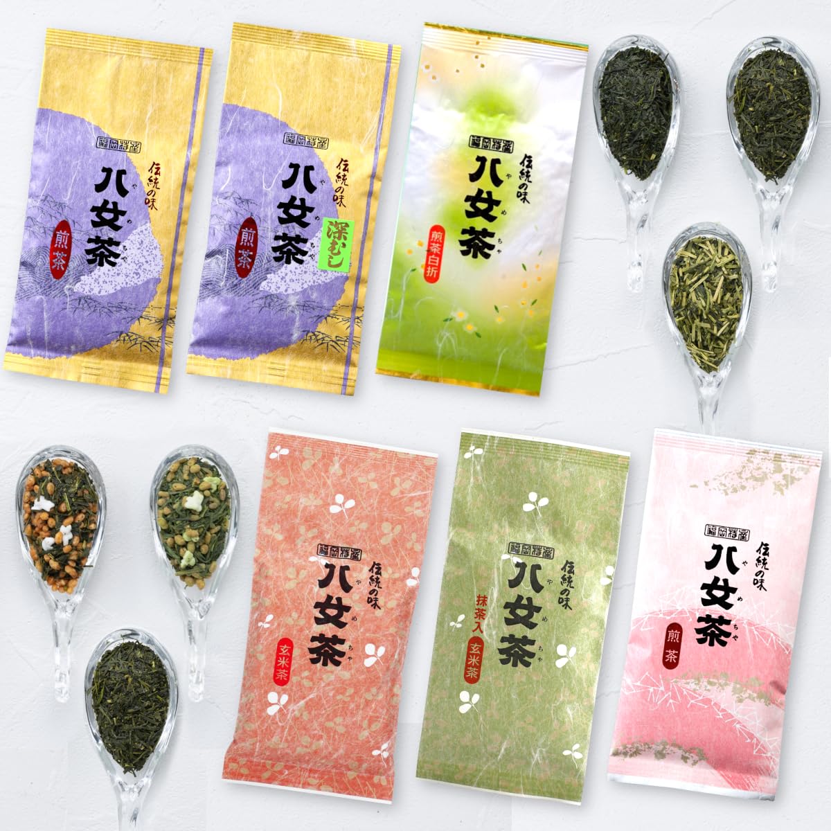 Amazon.co.jp: 八女茶 緑茶 茶葉 お茶セット 6種 飲み比べ 八女茶100