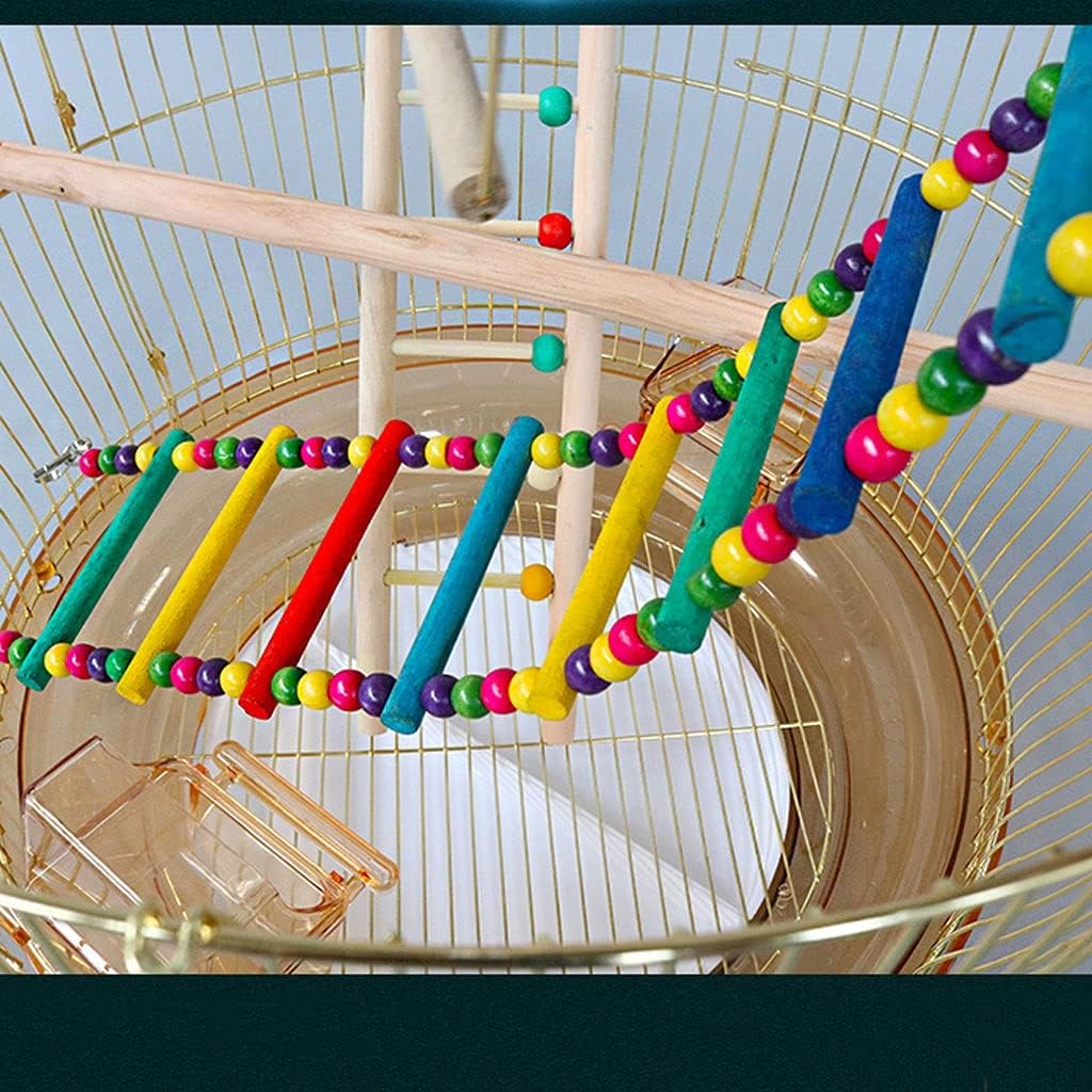 Bird Cage Round Parrot Electroplating Golden Parrot Bird Cage for Household Use Large Portable Bird Cage with Bird Toys for Cockatiel Canary Love Bird Birdkages (Color : Gold)