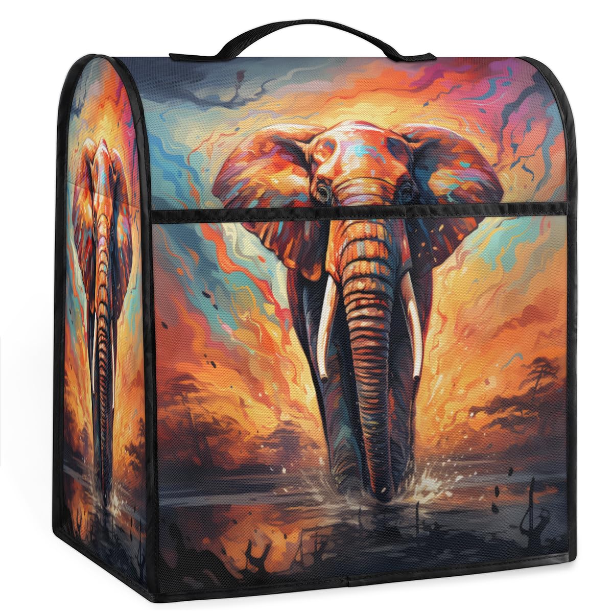 Coffee Maker Cover Animal Elephant Pattern Kitchen Appliance Covers Small Appliance Covers Blender Cover Juicer Cover Dust Covers for Kitchen Appliances with Top Handle and Pockets,Washable,C314