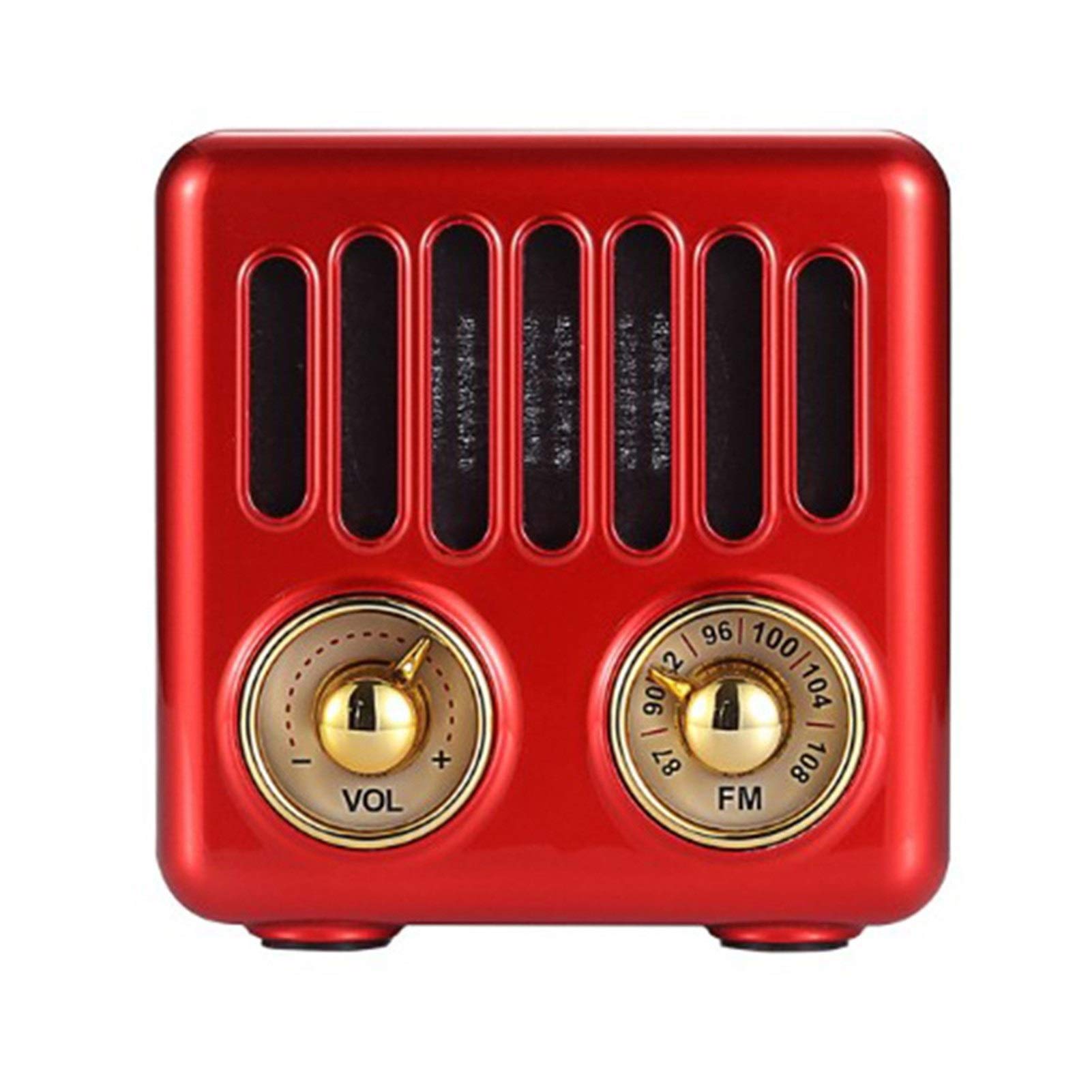 Bluetooth Radio Vintage Rétro Haut-Parleur FM avec 4.2 Old Style Classique (Rouge) Portable