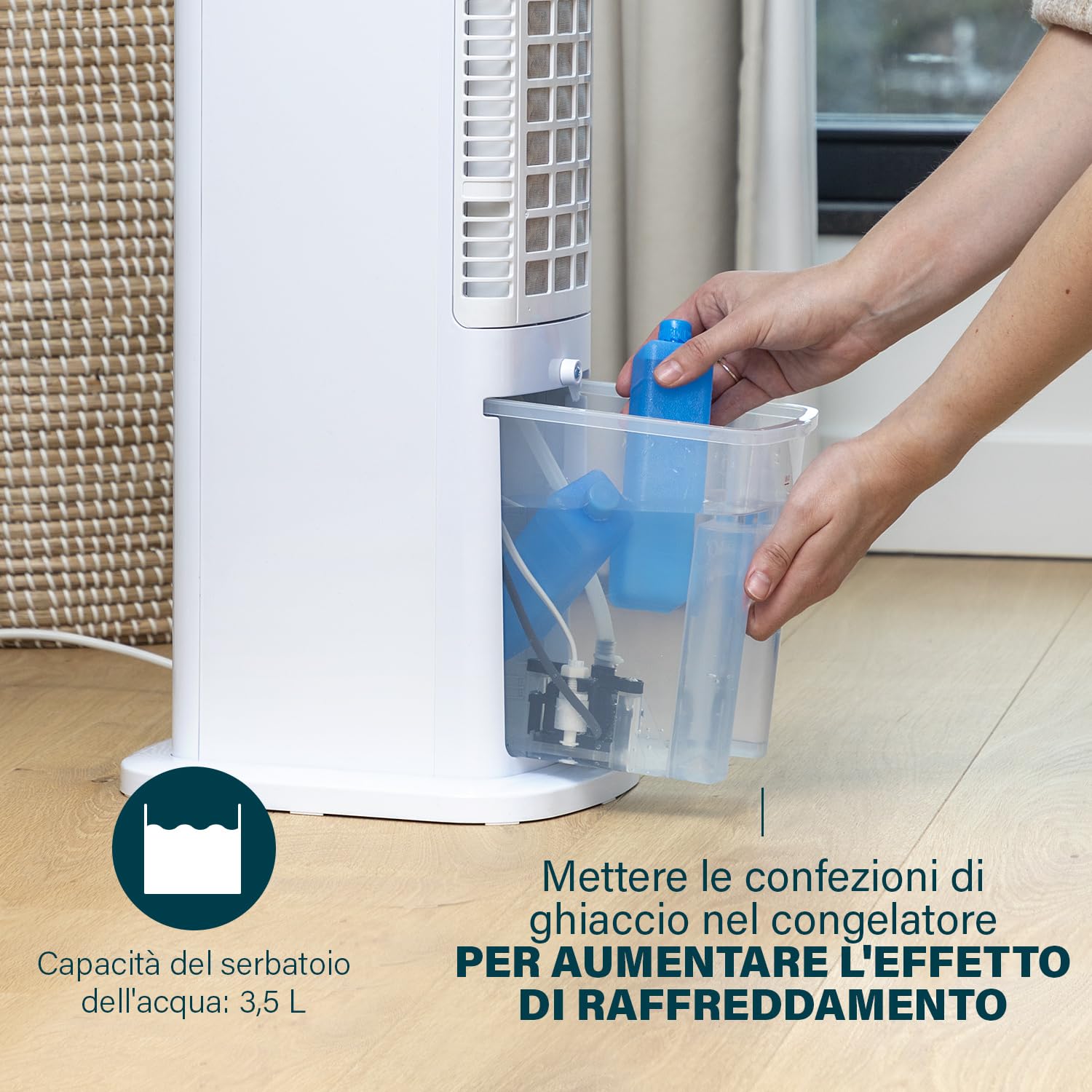 Princess Raffrescatore - Alte prestazioni - Effetto rinfrescante ancora maggiore - Regolabile e programmabile - Panetti di ghiaccio inclusi - Connesso