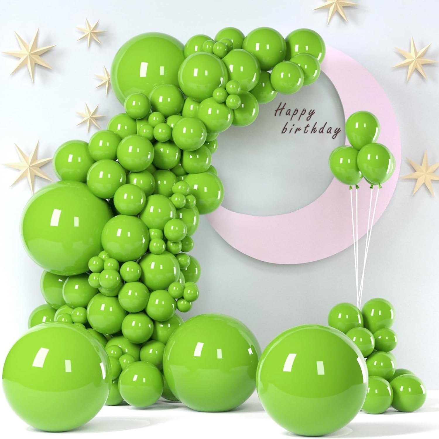 149pcs Lime Green Balloons 5,10,12,18 inches Foil Balloons with Balloon Glue Points for Thanksgiving Wedding Baby Shower Birthday Party (Lime Green Color)