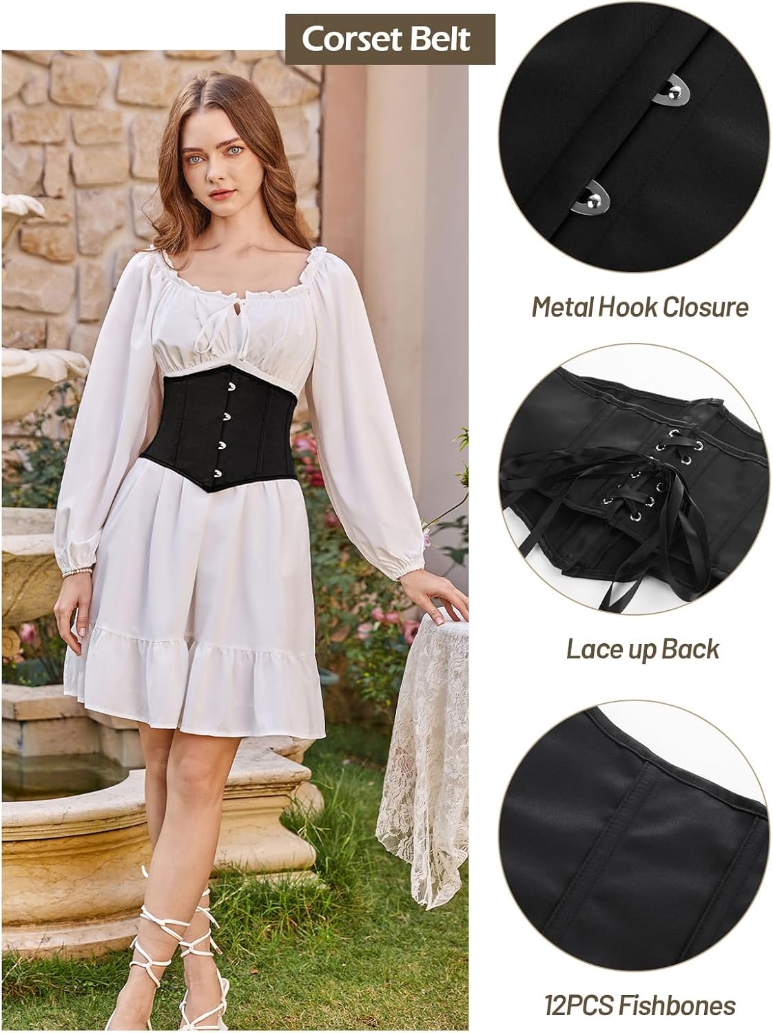 Scarlet Darkness Corset Belt for Women Fishbone Wide Waist Corset Pirate Belt - Image 3