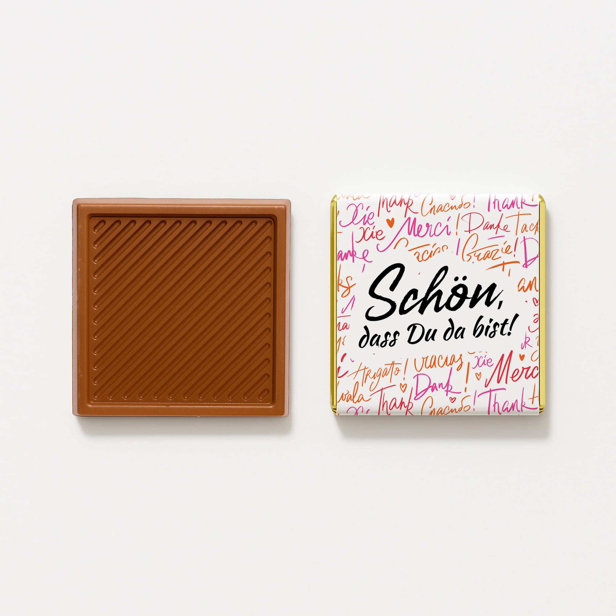 145 Stück Danke Schokolade "Schön, dass du da bist“ – Mini Milchschokolade Gastgeschenk für Gäste – Perfekt für Events, Feiern & besondere Anlässe