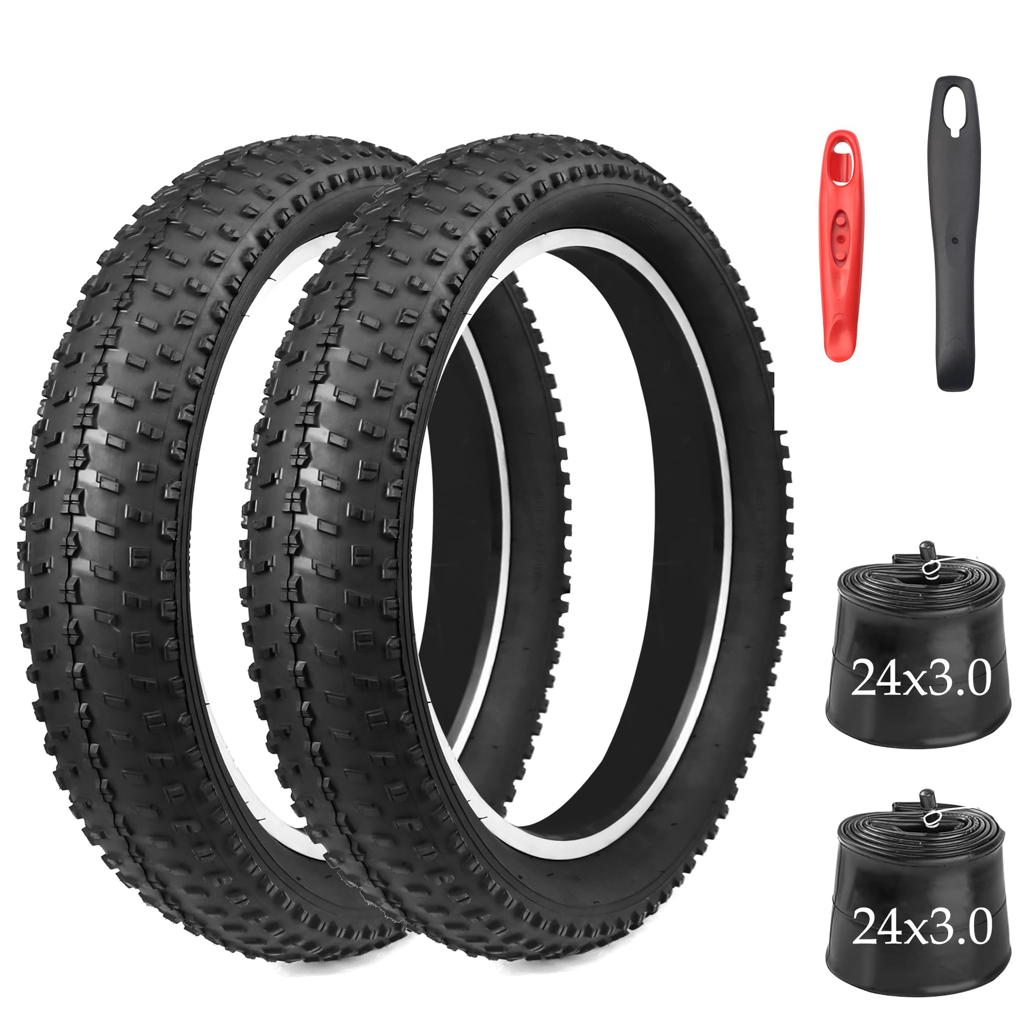 WEEROCK 20/24 Inch Bike Fat Tire Electric Bike Tires 1 Pack 20 x3.0/24 X 3.0 Inch Bicycle Fat Tyre Folding Bead Tire Compatible 20" 24" Inch E-Bike