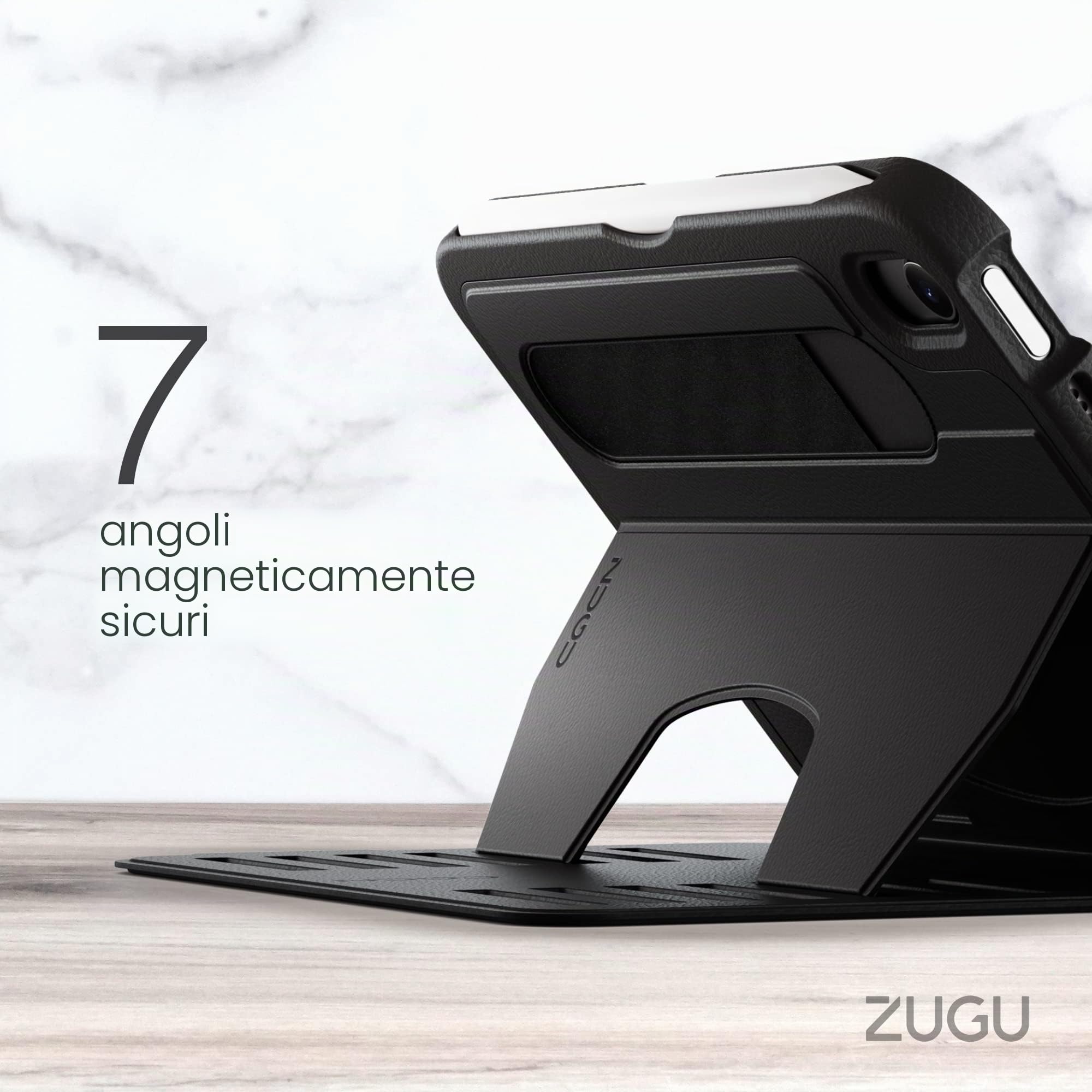 ZUGU Case Cover per iPad Mini 6/7 A17 Pro 2021/2024 [Blu Ardesia] | Custodia Protettiva Sottile - Supporto Magnetico Regolabile 7 Angoli - Porta Pencil con Ricarica Wireless - Auto Sleep/Wake