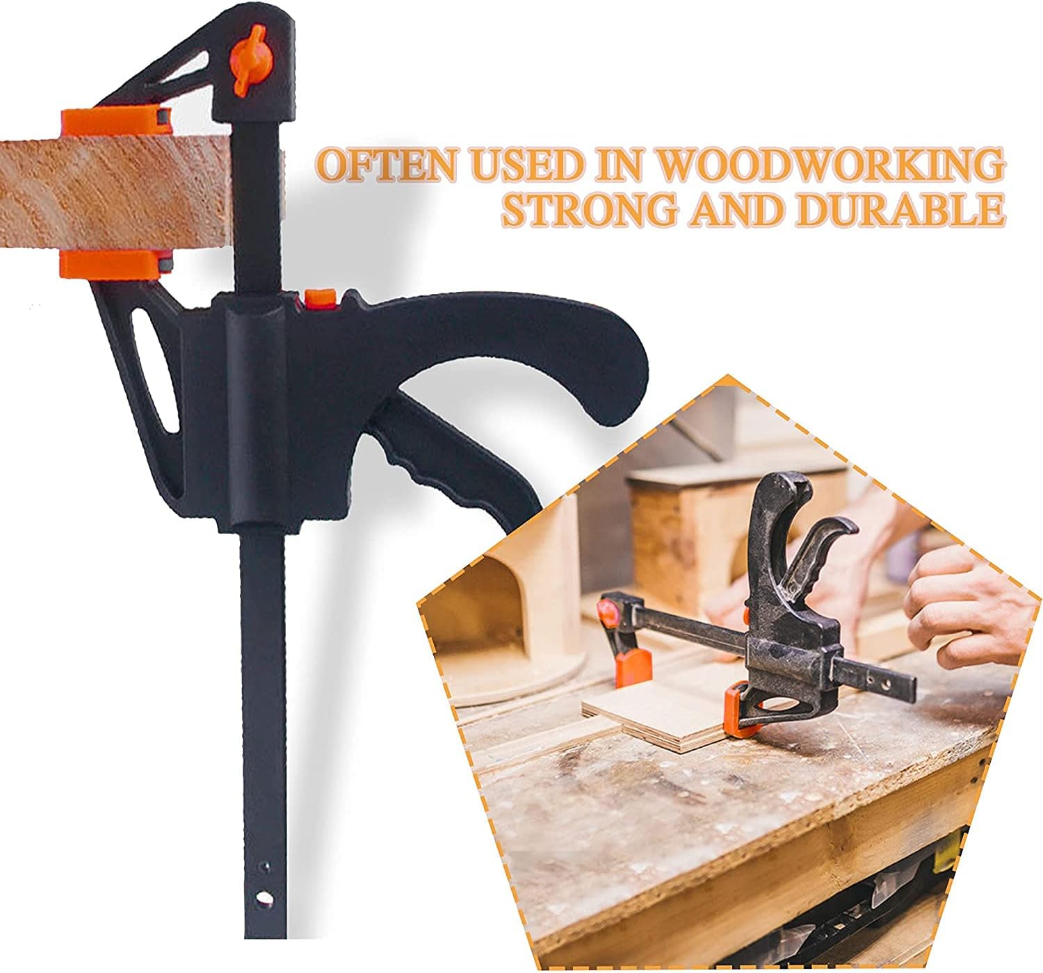 Woodworking Clamp Set 4 inch/100mm,Quick Grip Clamps, Ratchet Bar Clamps, One Handed Bar Clamp, Ideal for Fast and Easy Clamping Applications for DIY Woodworking Projects (12 Pack)