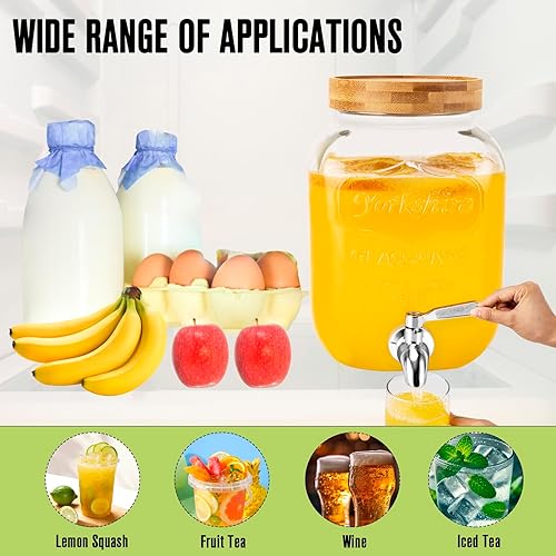 Miniatura 5 de Dispensador de bebidas, 2 piezas de 1 galón de vidrio con soporte para fiestas (doble, con soporte)