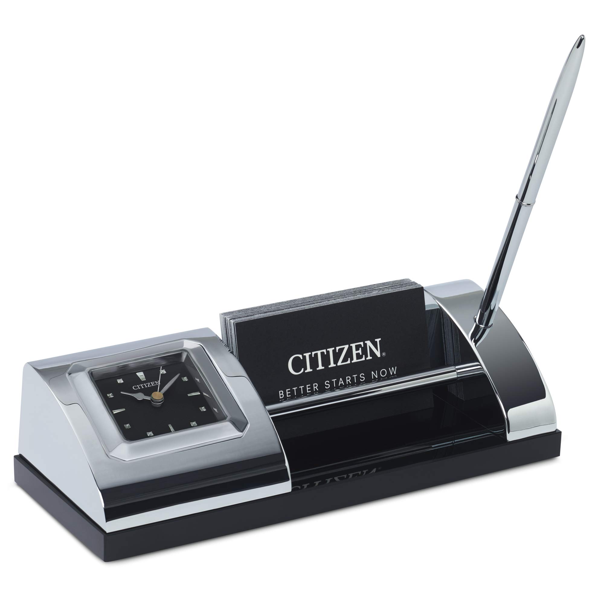 CitizenCC1003 Executive Suite Desk Clock, Silver-tone