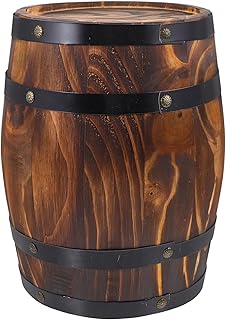 Unomor Oak Aging Barrel Prop Wooden Whiskey Barrel Wine Barrel Wine Pub Bar Beer Barrel Decoration Wooden Red Wine Barrel Craft Ornament for Home Bar Backyard Patio Lawn Yard Decoration