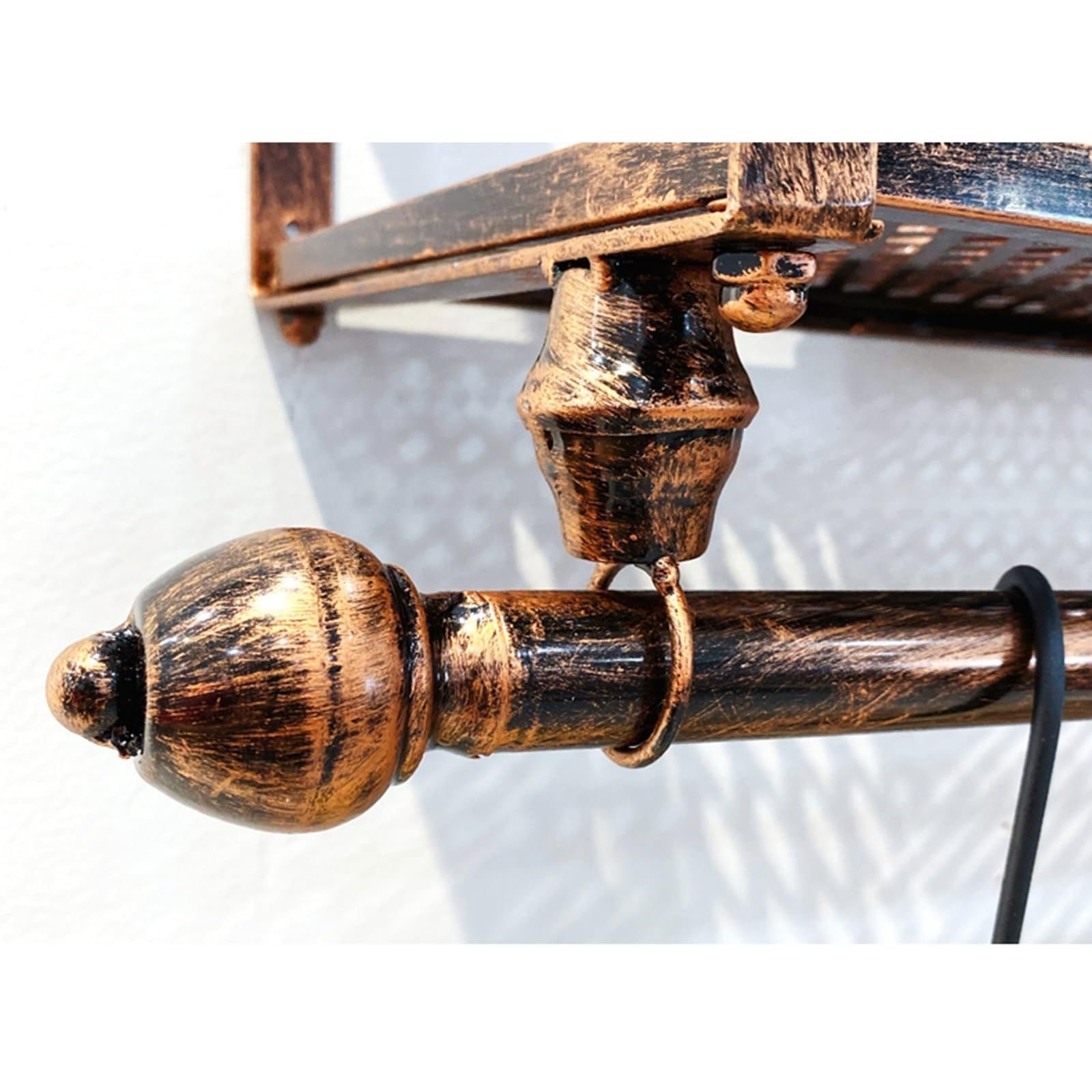 THEGA Tringle À Vêtements Rustique Vintage Robuste, Porte-vêtements Mural avec Étagère, Étagère De Présentation en Métal pour Magasin De Vêtements Commerciaux, Rangement Peu Encombrant(Bronze,100cm)