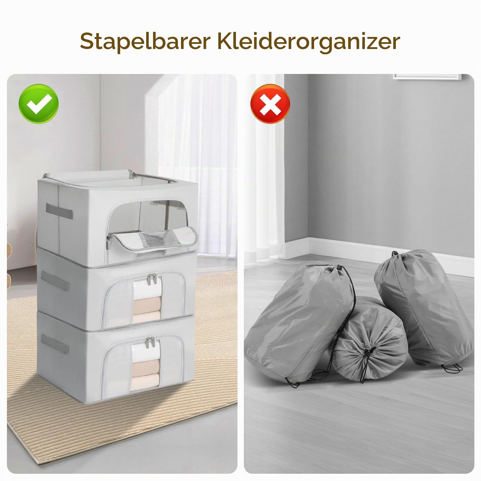 Stapelbare Stoffboxen für Wäsche & Textilien