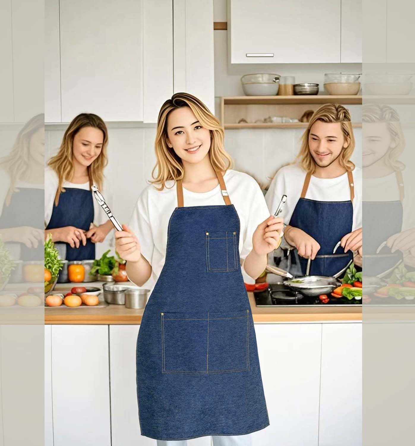 Delantales de cocina, delantal de cocina ajustable con 2 bolsillos, delantal de cocina para chef, barbacoa, restaurante