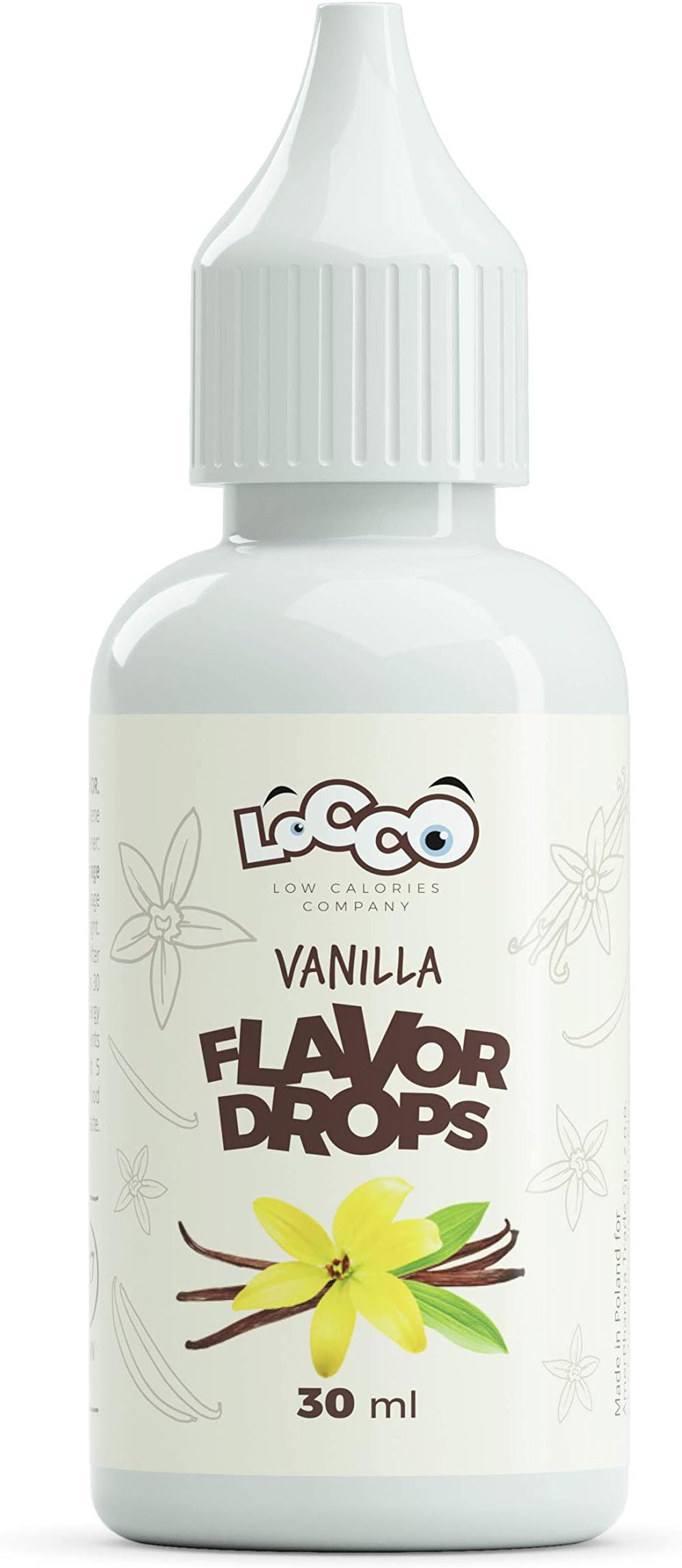 LoCCo Low Calorie Vanilla Flavor Drops 30ml; Slimming Food for Diabetics on Keto Paleo Dukan Diet