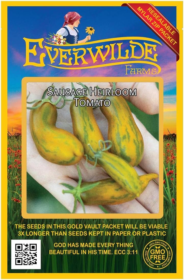 Everwilde Farms - 1 Oz Sausage Heirloom Tomato Seeds - Gold Vault