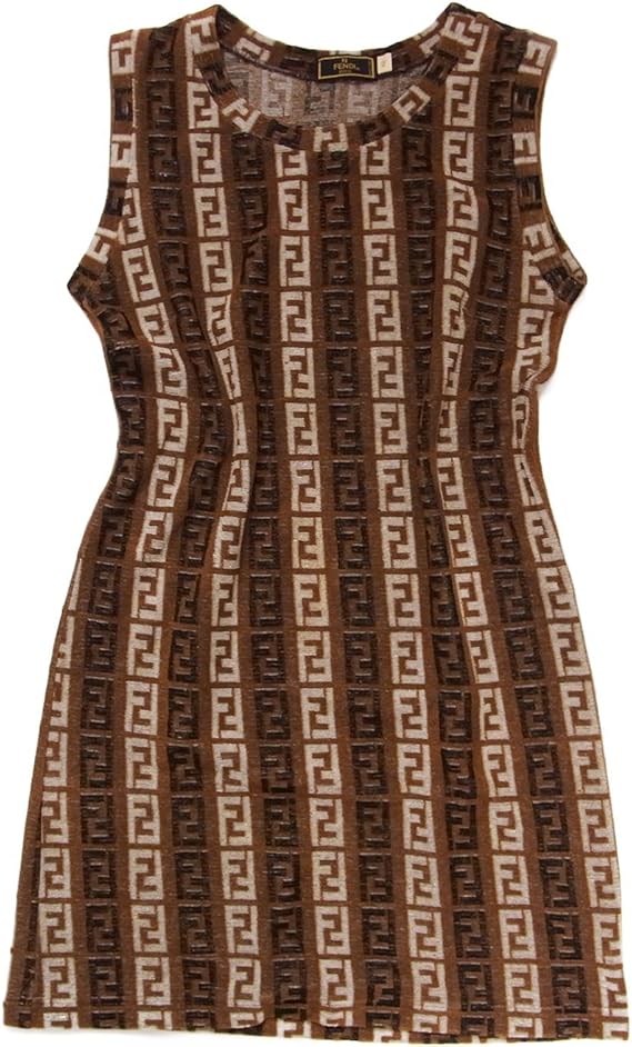 Amazon Co Jp フェンディ Fendi 42 ズッカ パイル地 ノースリーブ ワンピース ブラウン esabm 中古 服 ファッション小物