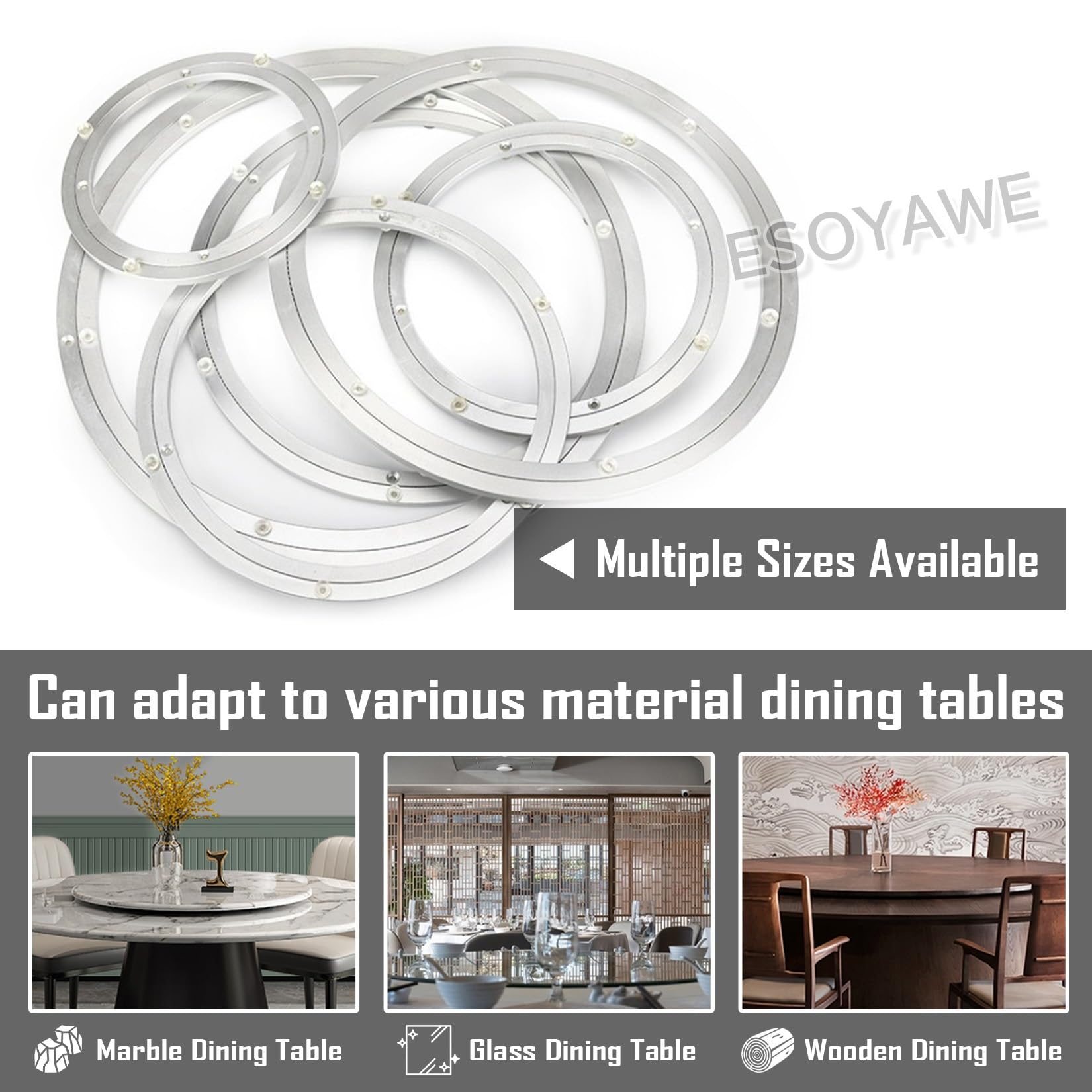 Lazy Susan - Giradischi, girevole a 360 gradi, base rotonda con cuscinetto per carichi pesanti, ideale per cucina e tavolo da pranzo