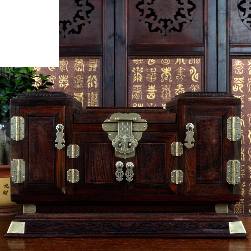 WODESHIJIE Wood Classical Wedding Brown Jewelry Boxes-A