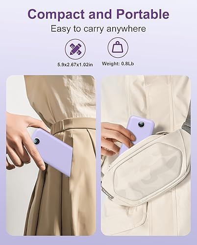 Miniatura 8 de Cargador portátil con cables integrados y enchufe de pared de CA, cargador de batería USB C delgado de carga rápida de 12000 mAh, pantalla LED