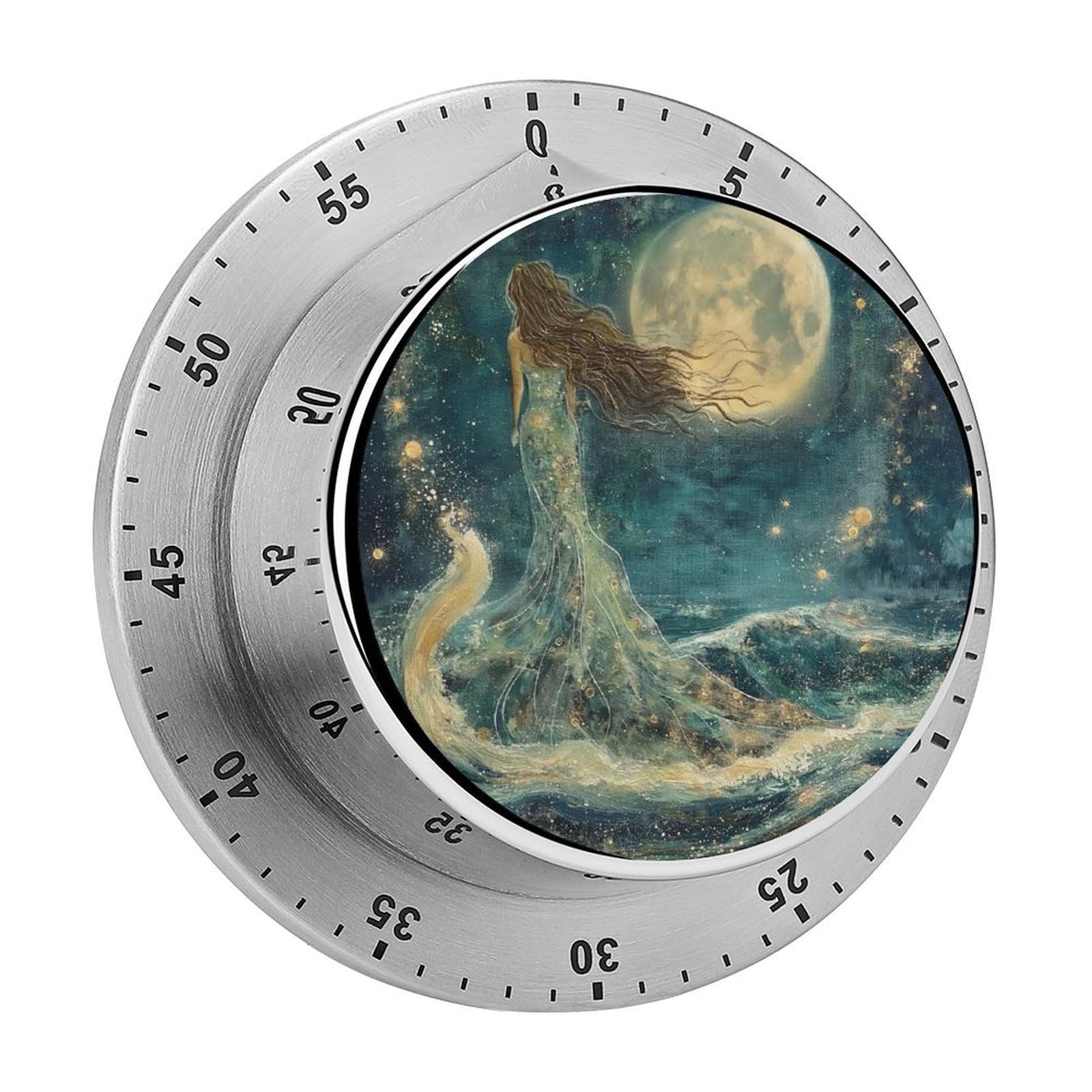 Moon Mermaid Kitchen Timer Magnetic Countdown Countup Timer for Cooking Baking 8x8cm