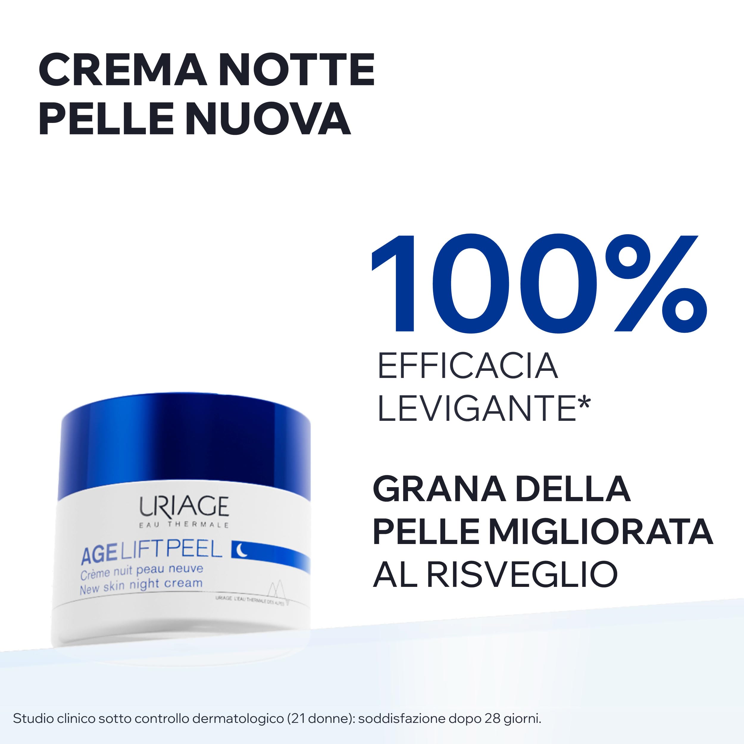 Uriage Age Lift Peel crema notte trattamento viso anti-età con 3,6% AHA e acido ialuronico - Leviga, rimpolpa e rassoda la pelle - Texture ricca e cremosa - Adatto a pelle sensibile - 50ml