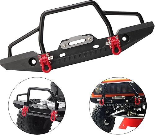 Miniatura 5 de Rchobbytop 110 RC Metal delantero y trasero Combo Wluces LED grillos de remolque montaje cabrestante asiento remolque enganche para TRX4 SCX10 II