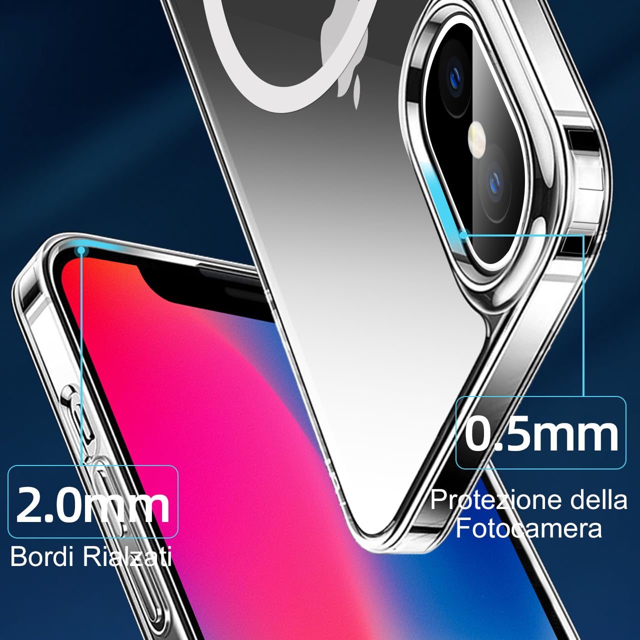 tigratigro Cover Magnetica per iPhone X/iPhone Xs, Compatibile con MagSafe Ricarica Wireless, Anti Ingiallimento, Antiurto di Grado Militare, Custodia magnetica, Retro Antigraffio Trasparente