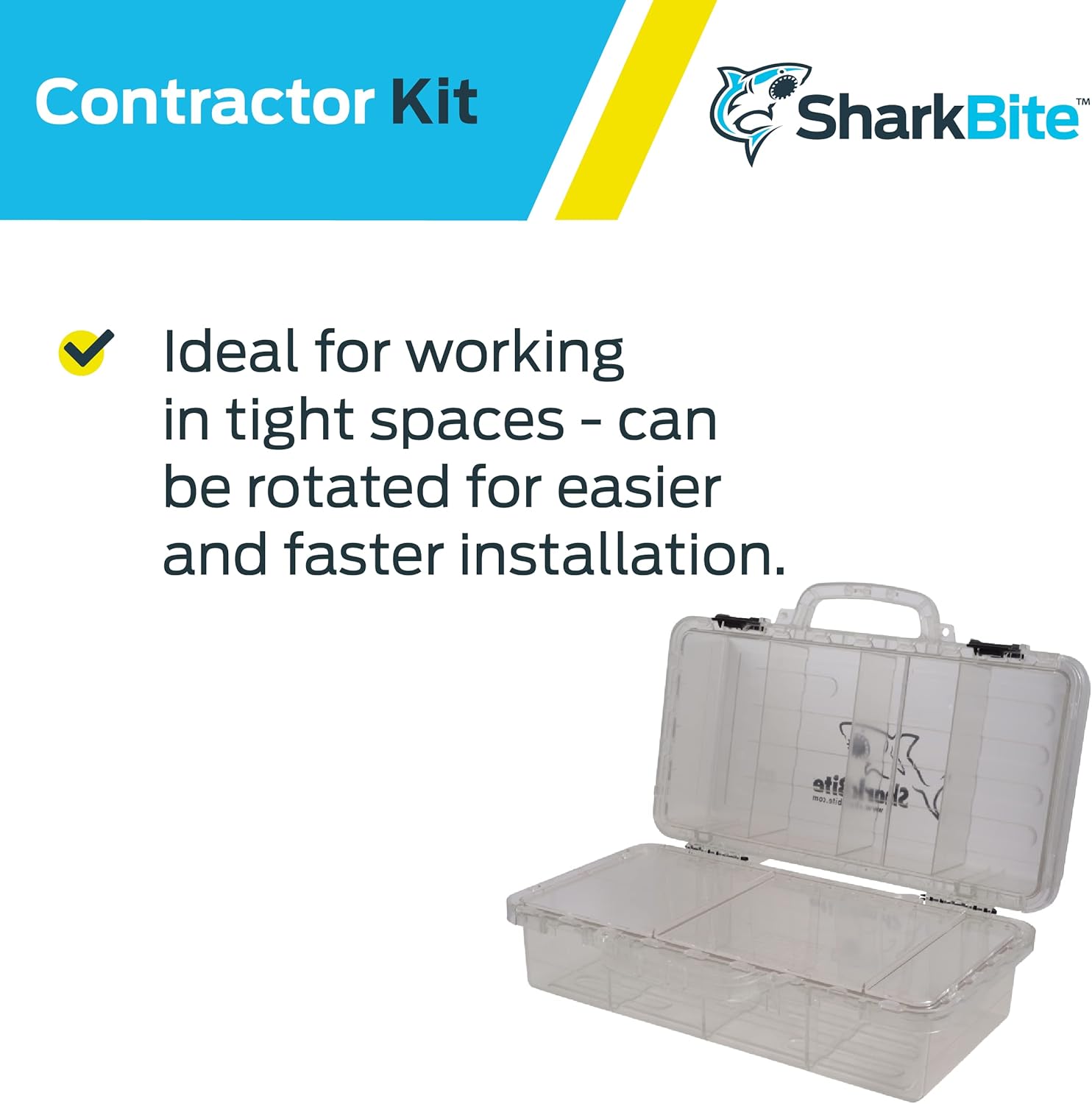 SharkBite Contractor Tool Box, Heavy Duty Plastic Ideal for Fittings, U3001A