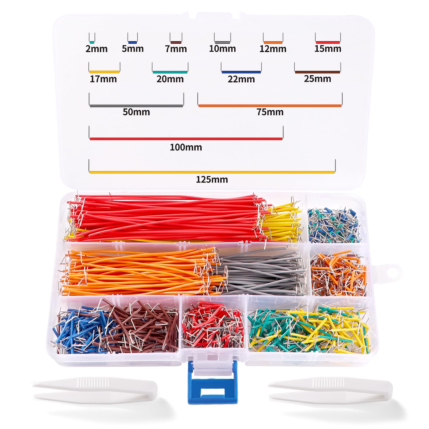VooGenzek 840 Pezzi U Shape Jumper Wires, Breadboard flessibile senza saldatura Cavi, Breadboard Jumper Wires Filo, con 2 Pezzi Pinzette, per Breadboard Prototipi Circuiti