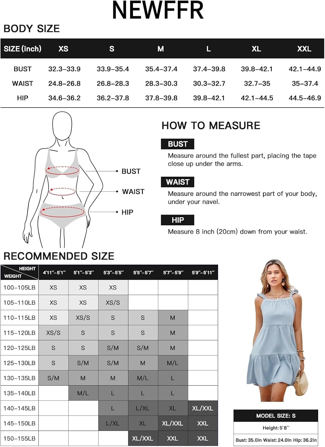 Newffr Womens Summer Denim Dress Square Neck Ruffle Trim Sleeveless Babydoll Flowy Jean Dresses with Pockets - Image 6