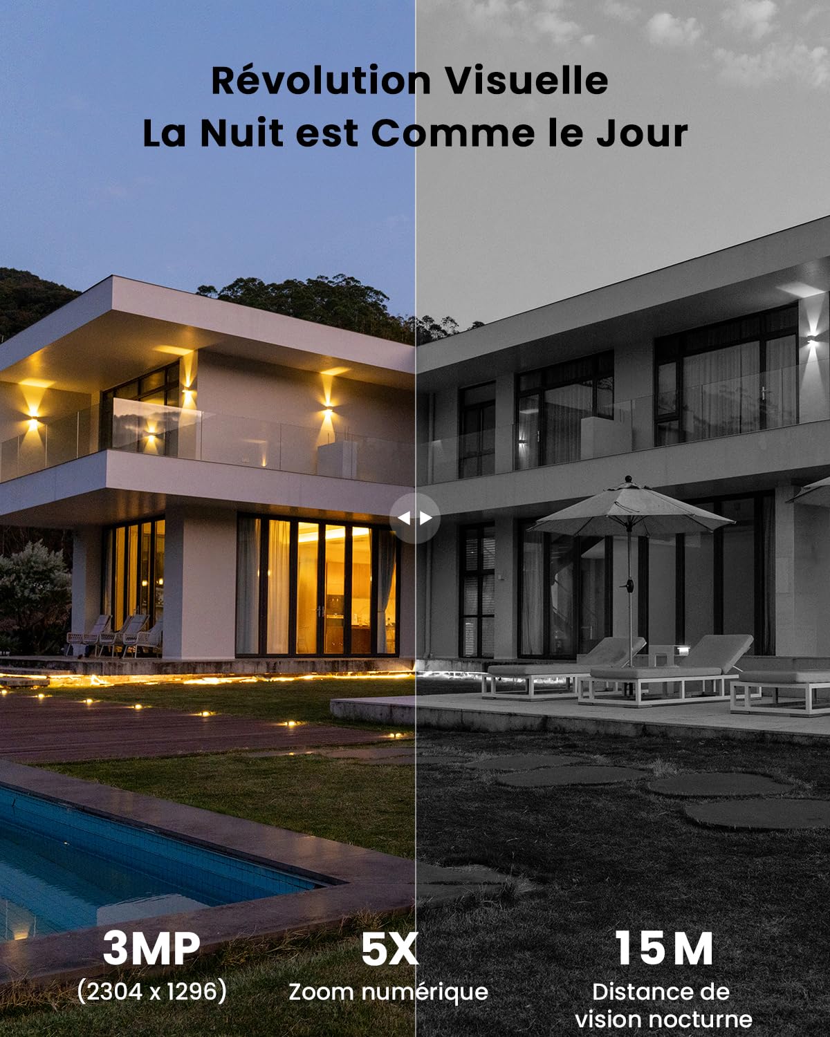 ieGeek 2K Caméra Surveillance WiFi Extérieure sans Fil 3MP 360° PTZ Solaire 15M Nocturne Couleur PIR/AI Détection Audio Bidirectionnel Alexa WiFi6 IP66