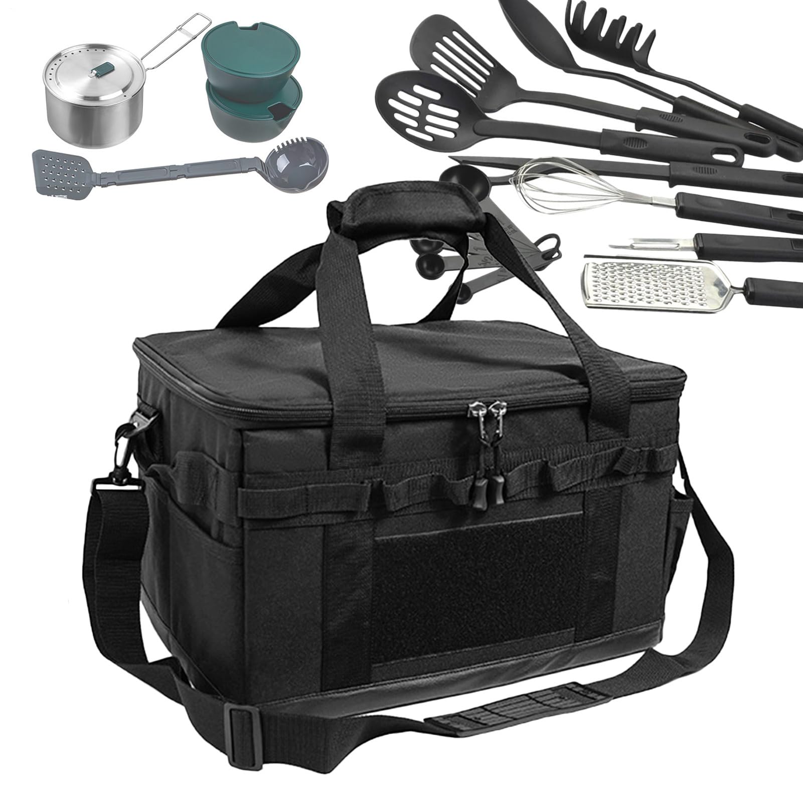 Borsa portaoggetti da campeggio, 40 x 30 x 25 cm, in tessuto Oxford 600D | capacità 30 l, resistente all'usura, borsa da viaggio impermeabile, organizer da picnic, per allenamenti all'aperto